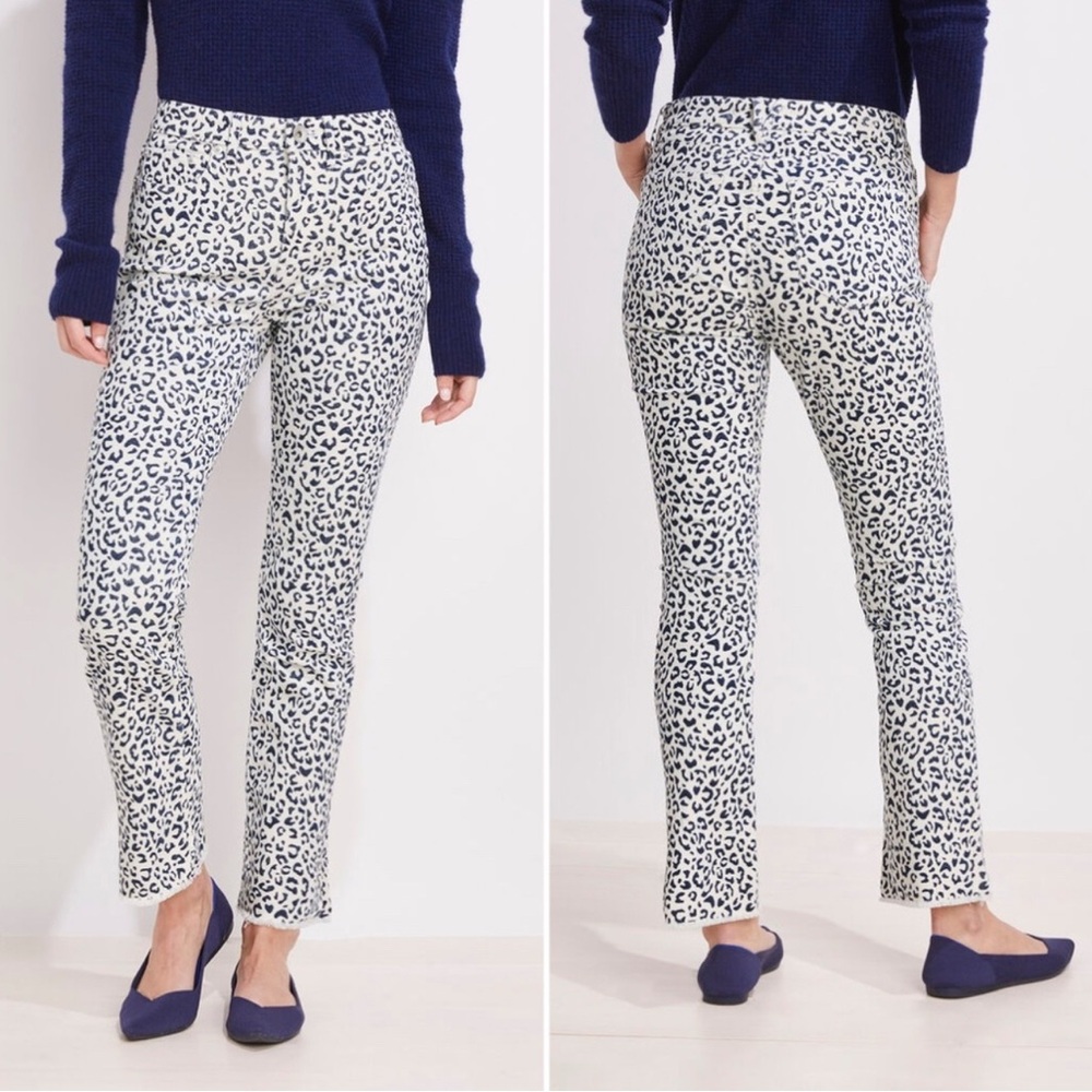 Vineyard Vines NWT Kick Flare Jamie Corduroy‎ Jeans Blue Leopard Print Size 25